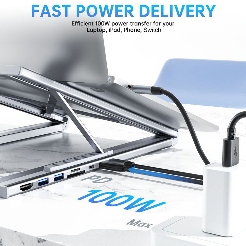 Support pour ordinateur portable avec station d'accueil USB-C et HDMI 4K