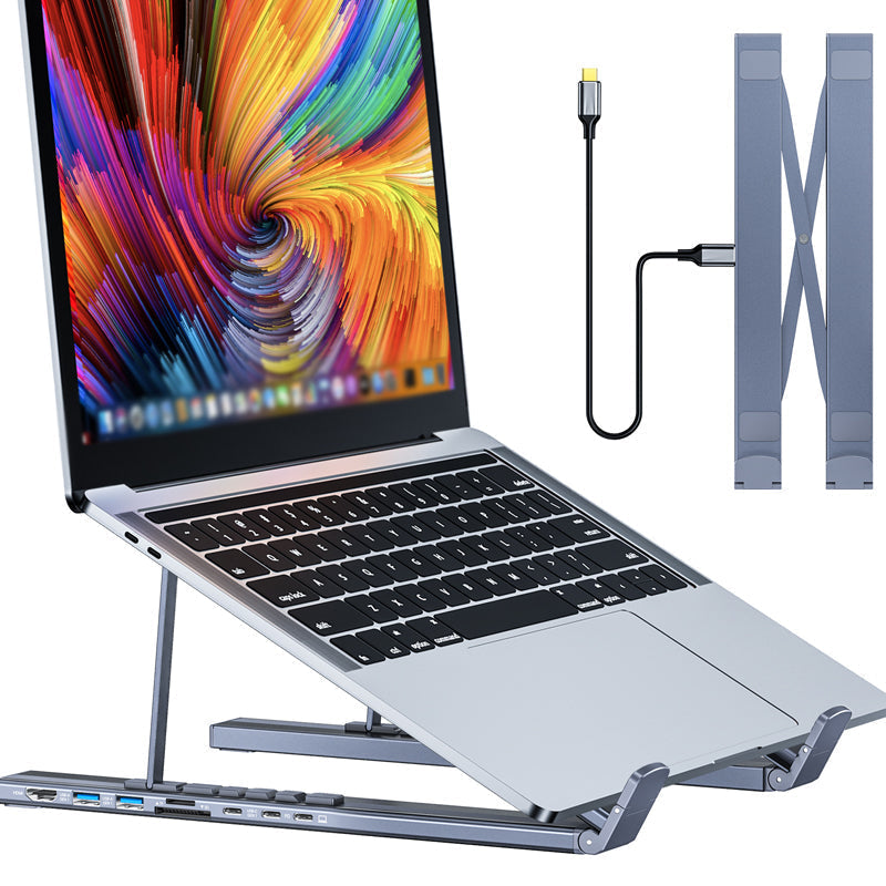 Support pour ordinateur portable avec station d'accueil USB-C et HDMI 4K