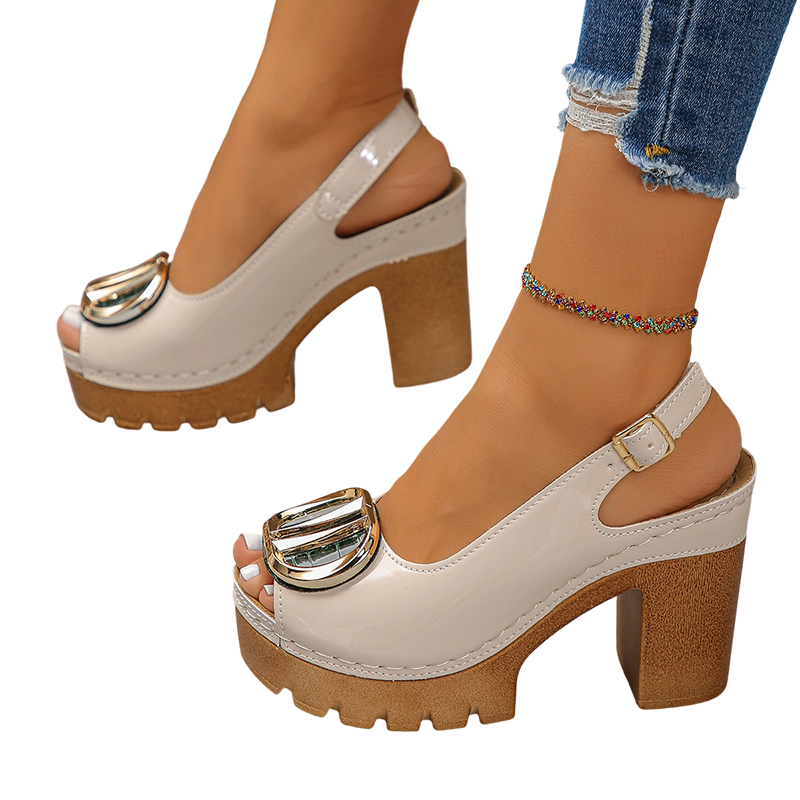 Élégantes sandales peep-toe à talons bouclés – Stylées, confortables et parfaites pour toute occasion