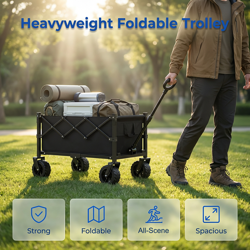 Chariot pliable robuste - capacité de 130 L, charge de 80 kg et roues tout-terrain