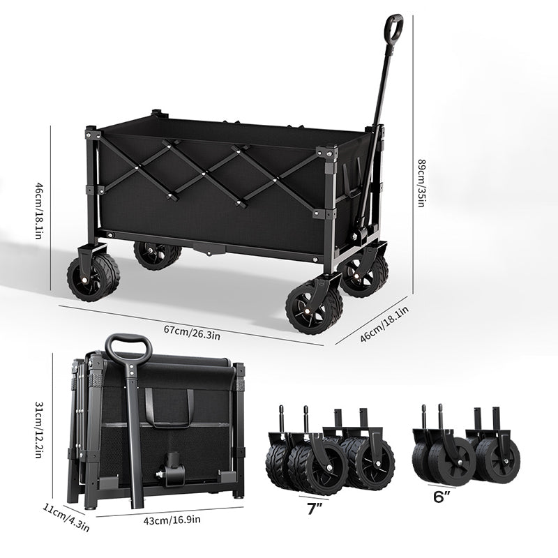 Chariot pliable robuste - capacité de 130 L, charge de 80 kg et roues tout-terrain