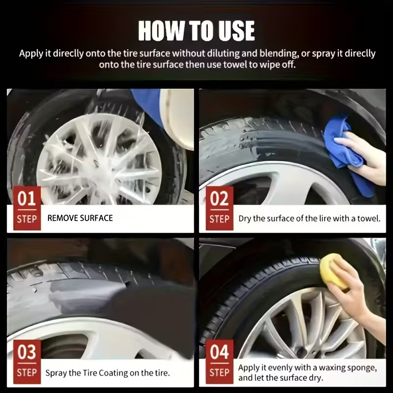 Pâte de rénovation pour pneus et garnitures en plastique de voiture – Restaure la brillance, prévient les fissures et application facile