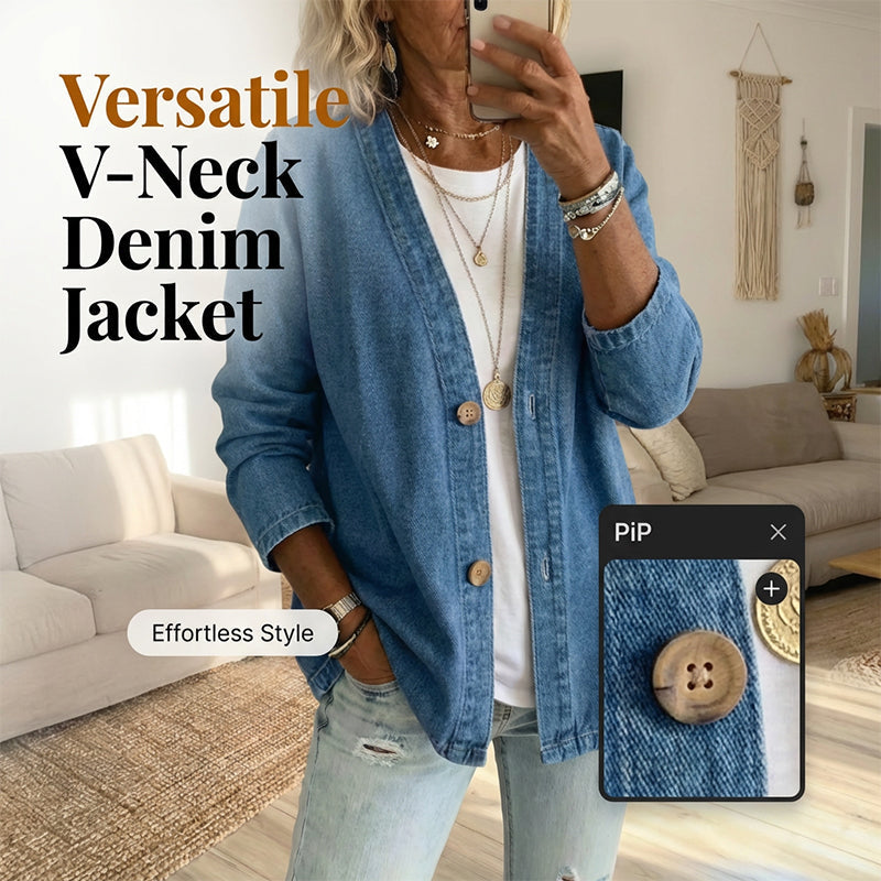 Veste en jean classique boutonnée pour femme