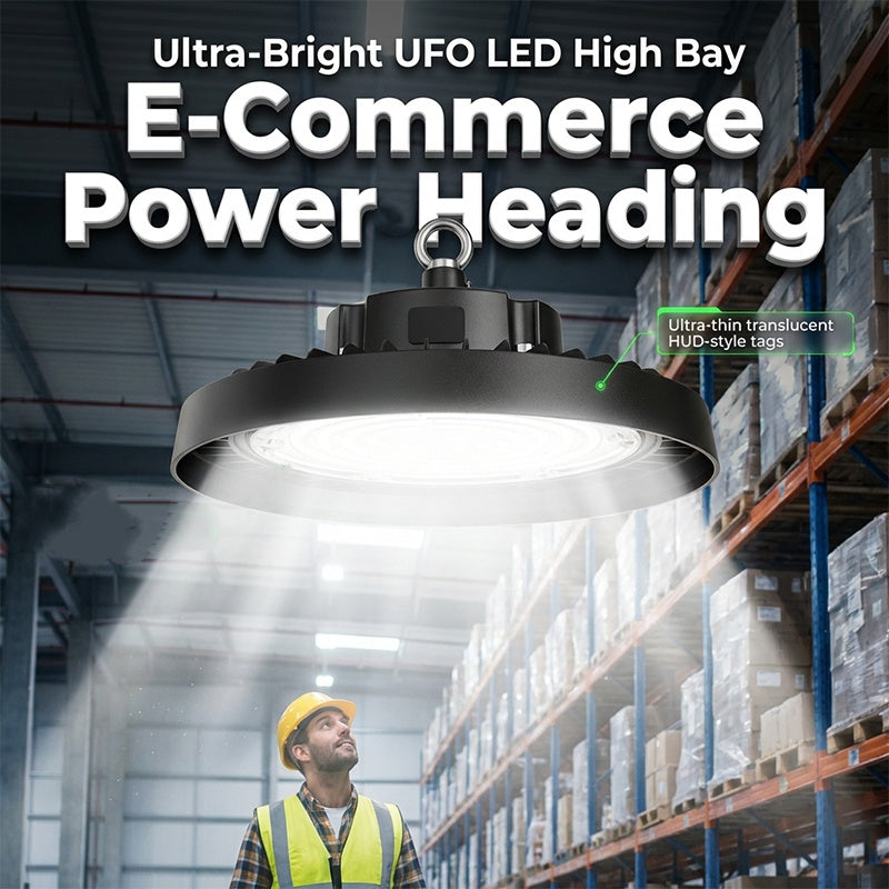 Projecteur industriel LED UFO – 100W, 160lm/W, 220V, pour applications industrielles, entrepôts et grands espaces