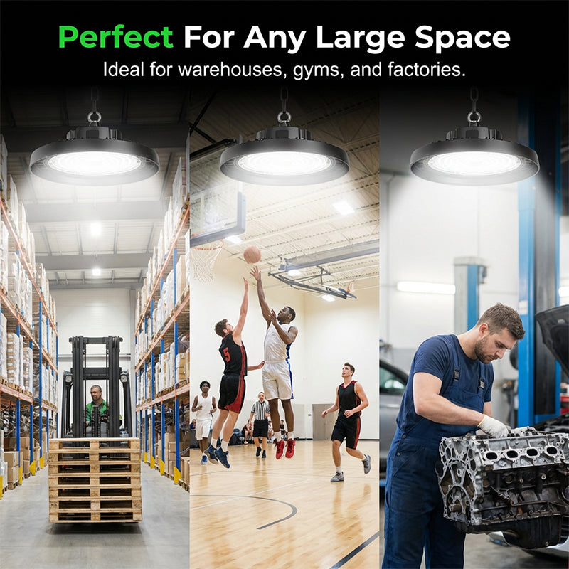 Projecteur industriel LED UFO – 100W, 160lm/W, 220V, pour applications industrielles, entrepôts et grands espaces