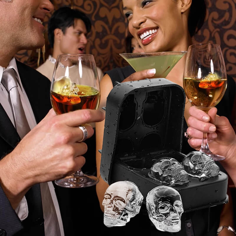 Bac à glaçons en silicone tête de mort 2026 - Crâne géant à fonte lente pour whisky, cocktails et plus encore.