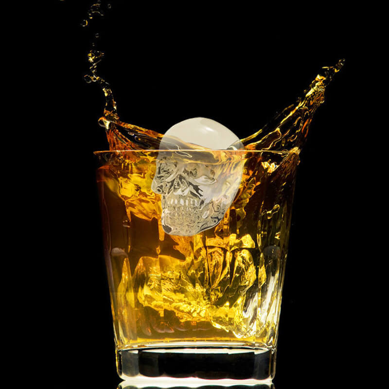 Bac à glaçons en silicone tête de mort 2026 - Crâne géant à fonte lente pour whisky, cocktails et plus encore.