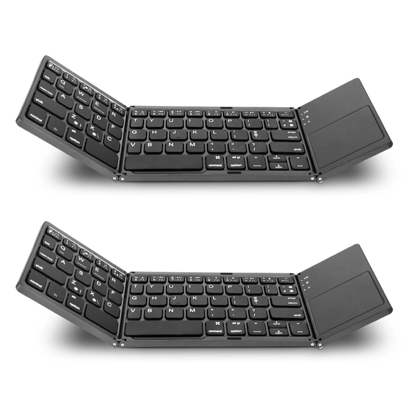 Bureau de poche : Clavier sans fil pliable avec pavé tactile. Compatible iOS, Android et PC.
