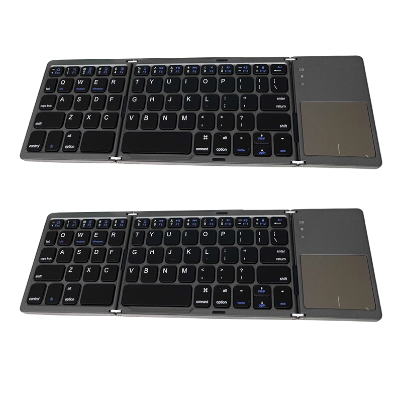 Bureau de poche : Clavier sans fil pliable avec pavé tactile. Compatible iOS, Android et PC.