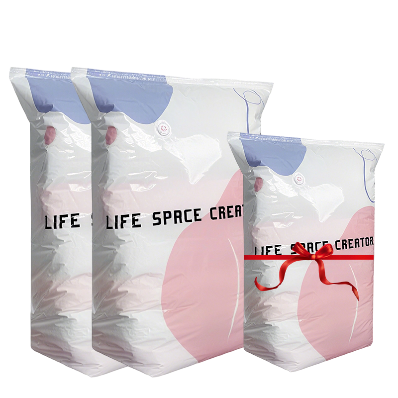 No©\Pump Vacuum Storage Bags ¨C Presse et scelle, pas besoin de pompe. Économise 80 % d'espace, garde les vêtements secs et à l'abri de la poussière. Parfait pour la literie encombrante et les vêtements hors saison
