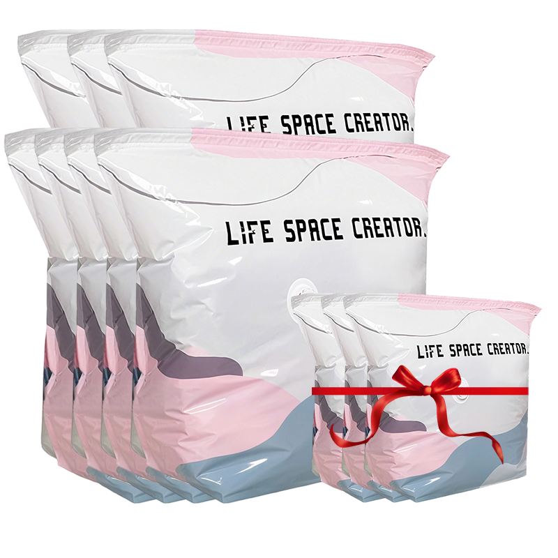No©\Pump Vacuum Storage Bags ¨C Presse et scelle, pas besoin de pompe. Économise 80 % d'espace, garde les vêtements secs et à l'abri de la poussière. Parfait pour la literie encombrante et les vêtements hors saison