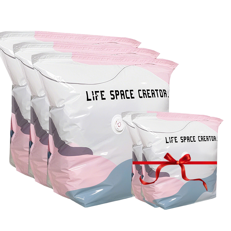 No©\Pump Vacuum Storage Bags ¨C Presse et scelle, pas besoin de pompe. Économise 80 % d'espace, garde les vêtements secs et à l'abri de la poussière. Parfait pour la literie encombrante et les vêtements hors saison