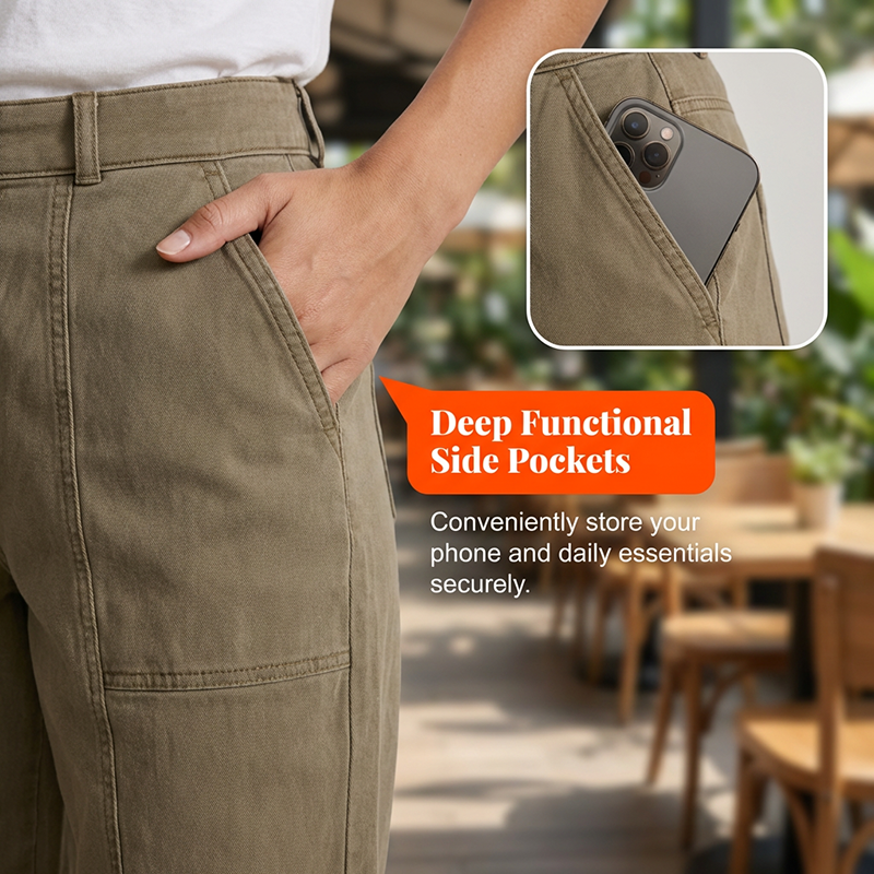 Pantalon utilitaire taille haute fuselé pour femme