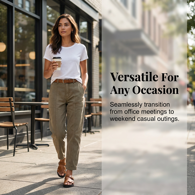 Pantalon utilitaire taille haute fuselé pour femme