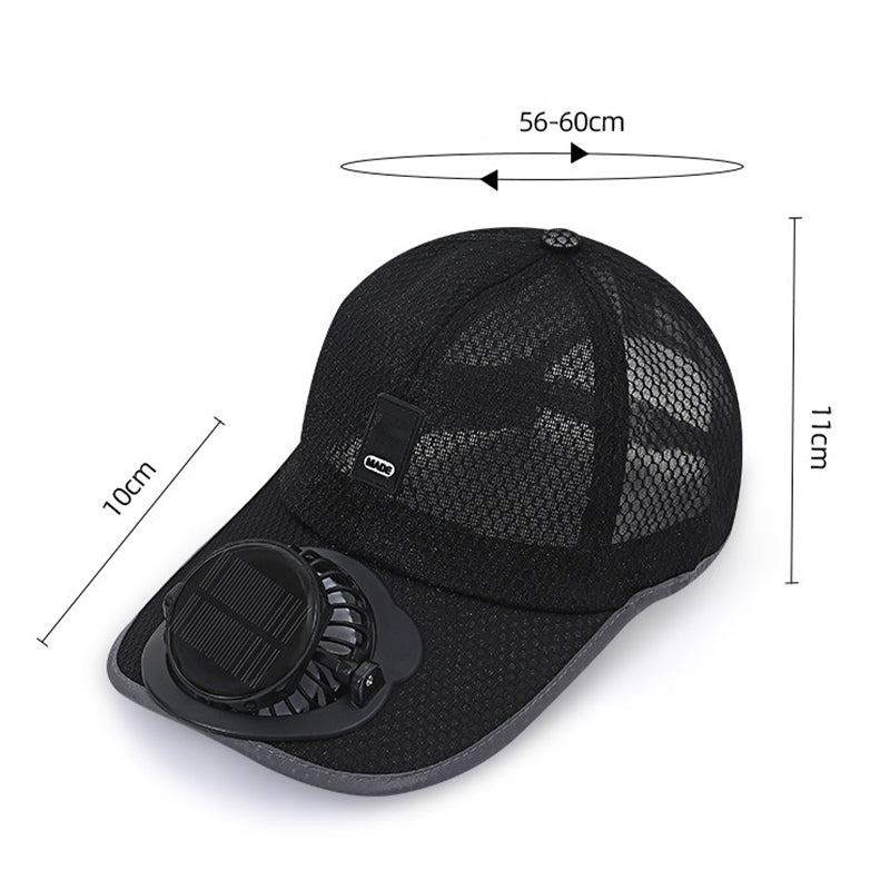 Casquette de baseball respirante avec ventilateur solaire intégré pour le refroidissement