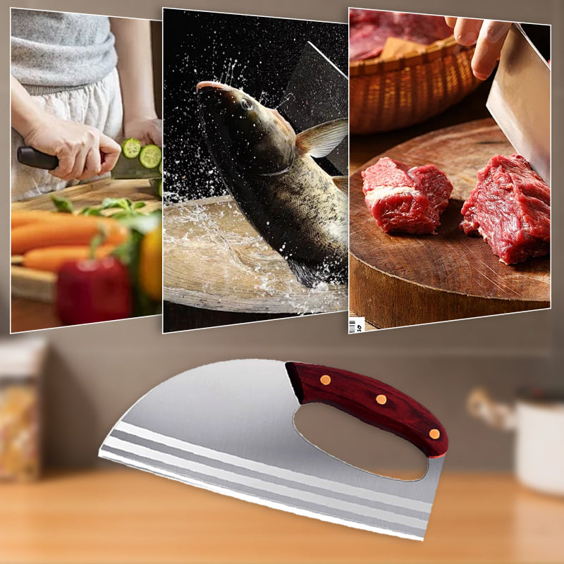 Couteau de cuisine ergonomique – poignée avant, coupe sans effort les légumes et la viande. Un cadeau attentionné pour les cuisiniers amateurs.