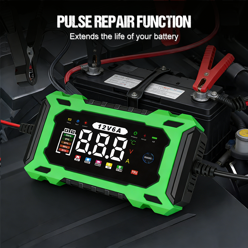Chargeur de batterie de voiture intelligent 12 V 6 A – Technologie de réparation d'impulsions, entretien automatique et désulfatation
