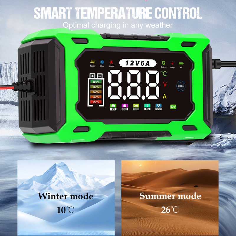 Chargeur de batterie de voiture intelligent 12 V 6 A – Technologie de réparation d'impulsions, entretien automatique et désulfatation