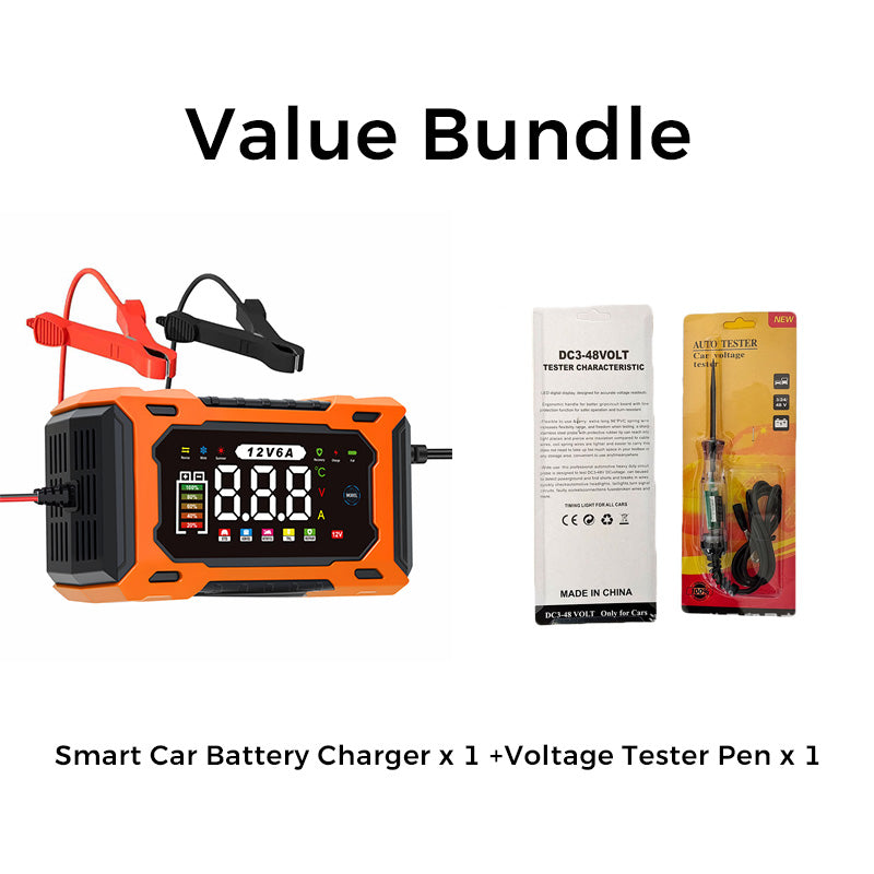 Chargeur de batterie de voiture intelligent 12 V 6 A – Technologie de réparation d'impulsions, entretien automatique et désulfatation
