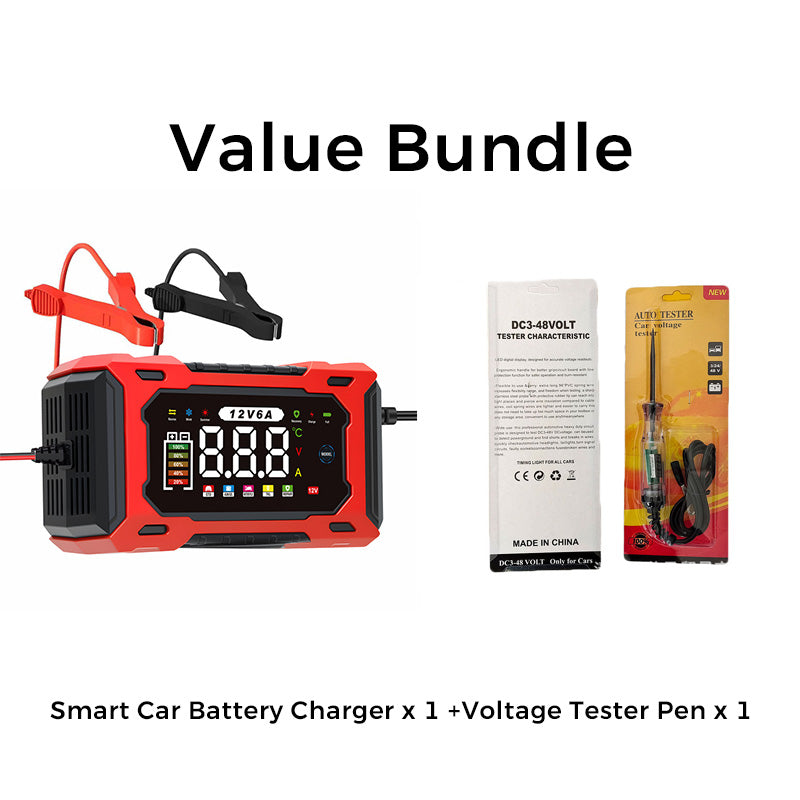 Chargeur de batterie de voiture intelligent 12 V 6 A – Technologie de réparation d'impulsions, entretien automatique et désulfatation