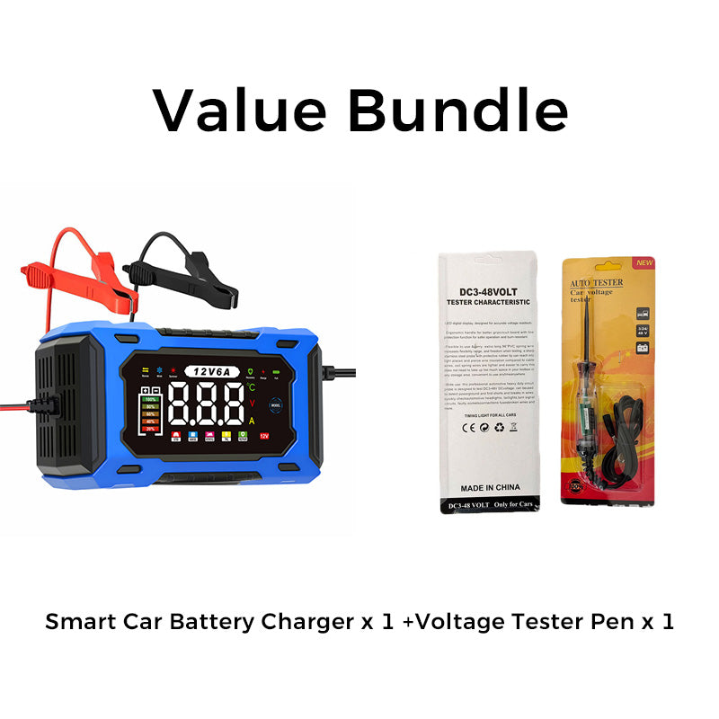 Chargeur de batterie de voiture intelligent 12 V 6 A – Technologie de réparation d'impulsions, entretien automatique et désulfatation