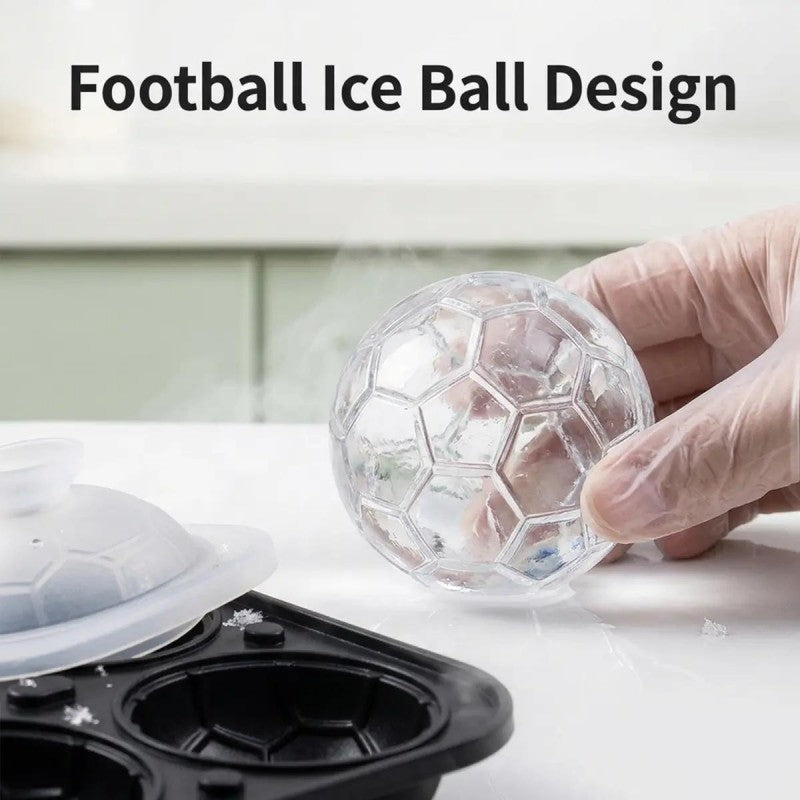 Bac à glaçons en silicone en forme de ballons de foot – Cubes de 5,5 cm, fonte lente, conception anti-fuite, 4 couleurs, idéal pour les soirées match et les cocktails