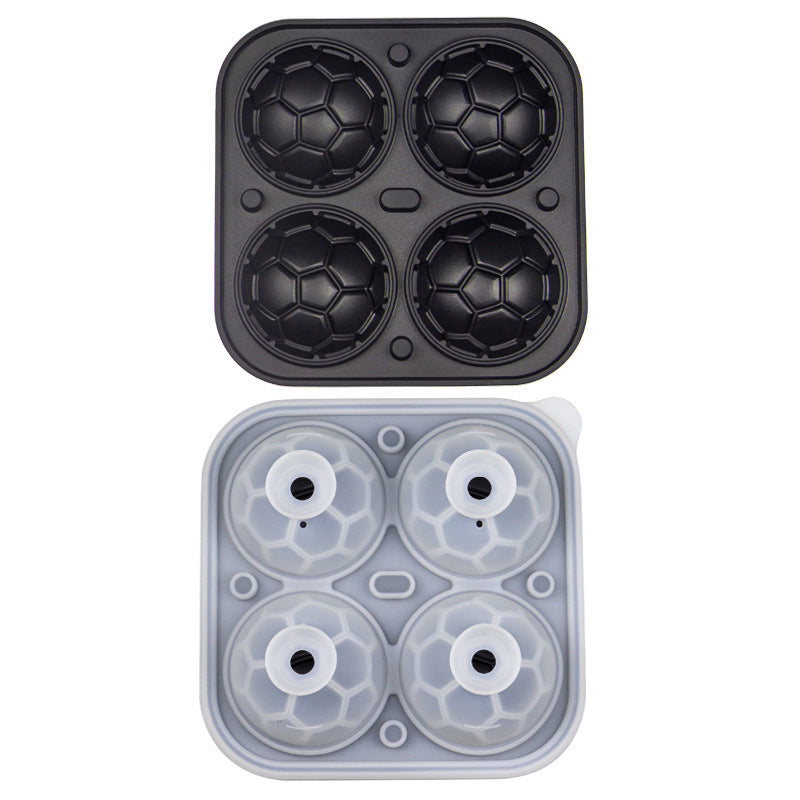 Bac à glaçons en silicone en forme de ballons de foot – Cubes de 5,5 cm, fonte lente, conception anti-fuite, 4 couleurs, idéal pour les soirées match et les cocktails
