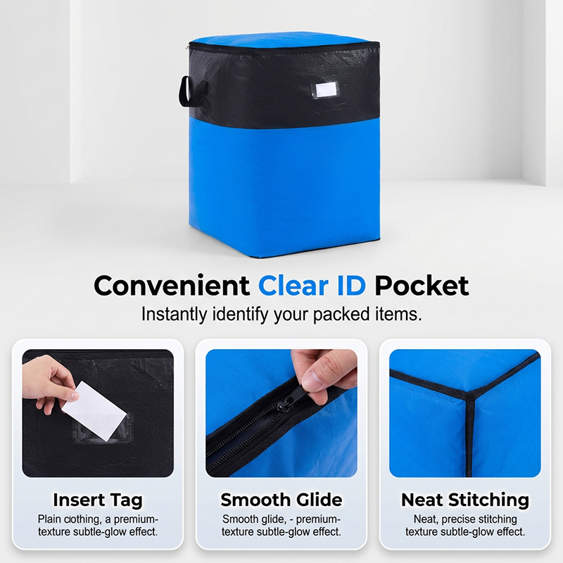 Sac de rangement et de déménagement pliable – PE robuste, résistant à l'eau. Très grande capacité de 180 L, se plie à plat. Poignées renforcées, parfait pour déménager ou pour le grenier.