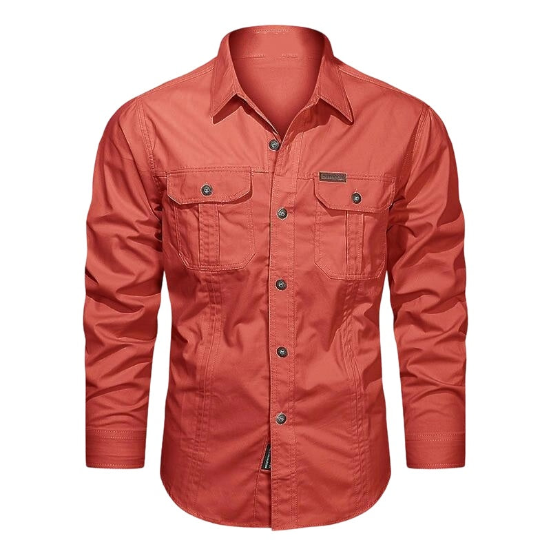Chemise de travail en coton à manches longues pour hommes – Durable, respirante, poches poitrine