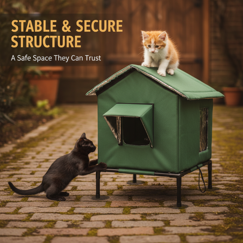Niche pour chat d'extérieur surélevée tout temps - Imperméable, isolée, pliable