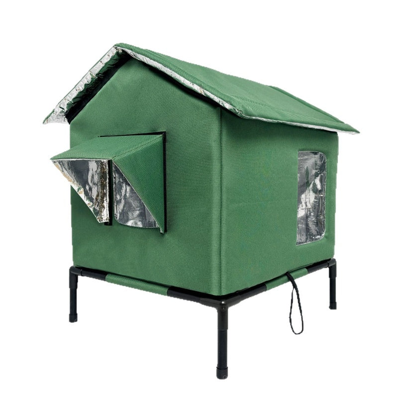 Niche pour chat d'extérieur surélevée tout temps - Imperméable, isolée, pliable