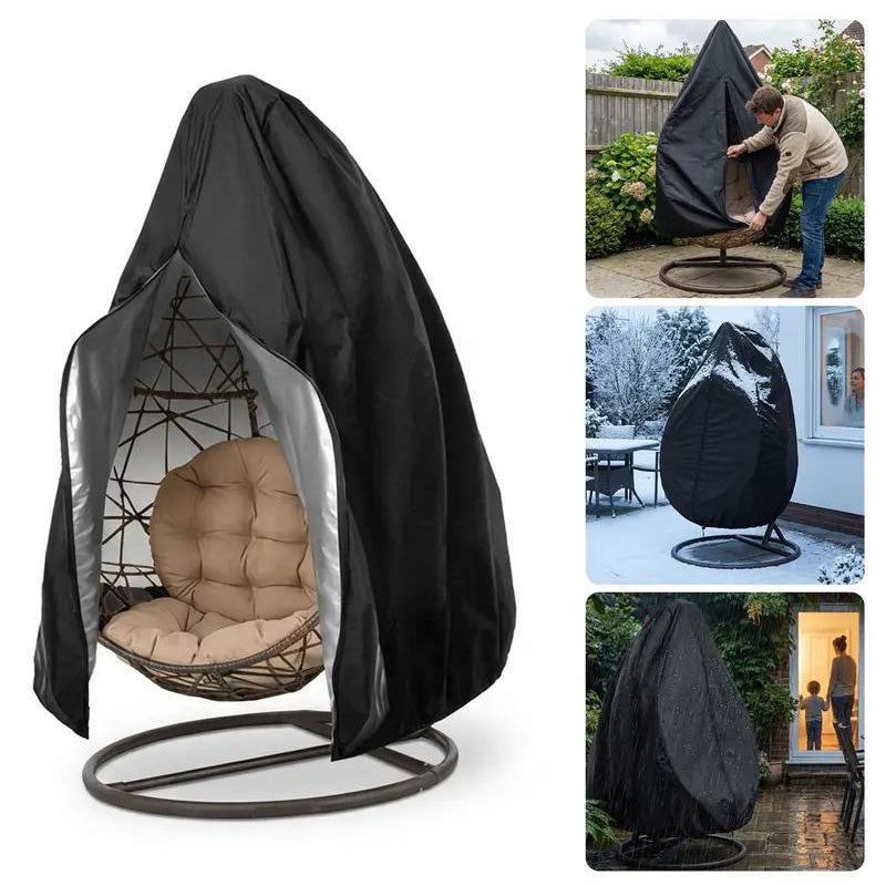 Housse imperméable et résistante pour fauteuil suspendu œuf – Résistante aux UV, en tissu Oxford durable, fermeture éclair facile. Protection toute l'année.