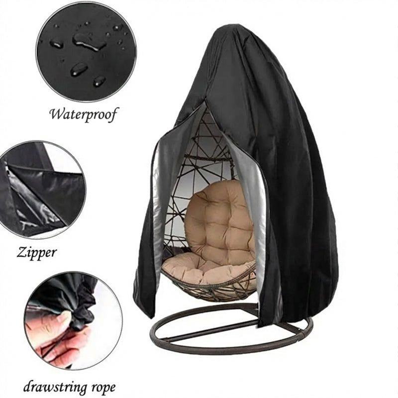 Housse imperméable et résistante pour fauteuil suspendu œuf – Résistante aux UV, en tissu Oxford durable, fermeture éclair facile. Protection toute l'année.