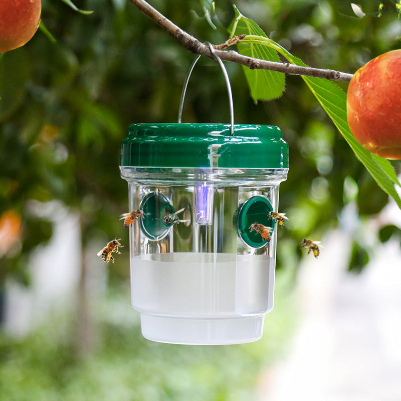 Piège à guêpes solaire pour patios et jardins – efficace, rechargeable et résistant aux intempéries – sans produit chimique, couvre jusqu'à 500 m2 !