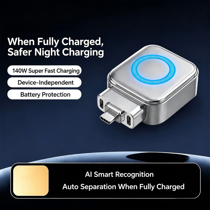 Éveil estival : Chargeur ultra-rapide 140W avec arrêt automatique IA – USB-C PD3.1 – Protection intelligente de la batterie – Universel pour iPhone, MacBook et