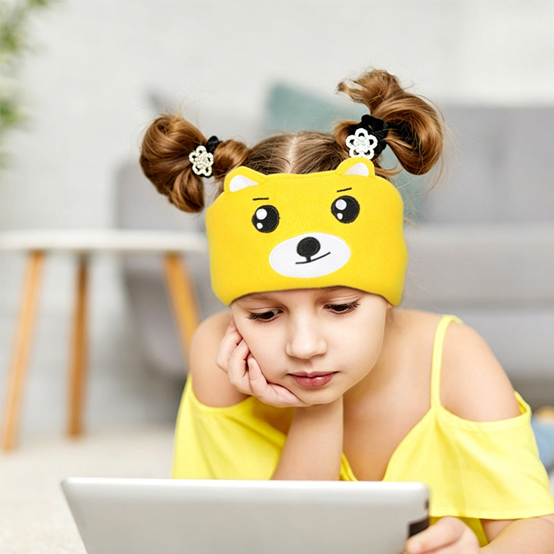 Bandeau Bluetooth 2026 pour enfants – 2 en 1 : bandeau doux et masque de sommeil. Parfait pour les voyages ou les siestes.