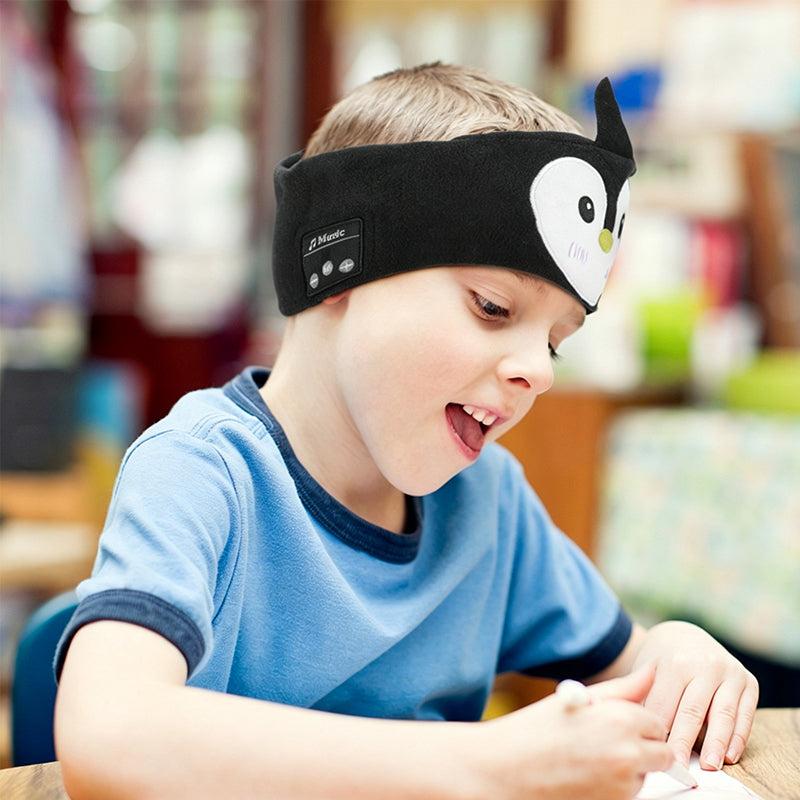 Bandeau Bluetooth 2026 pour enfants – 2 en 1 : bandeau doux et masque de sommeil. Parfait pour les voyages ou les siestes.