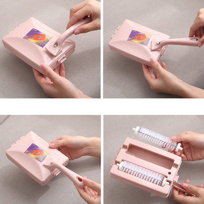Brosse à tapis double rouleau manuelle - Nettoyage sans effort, retire les poils d'animaux