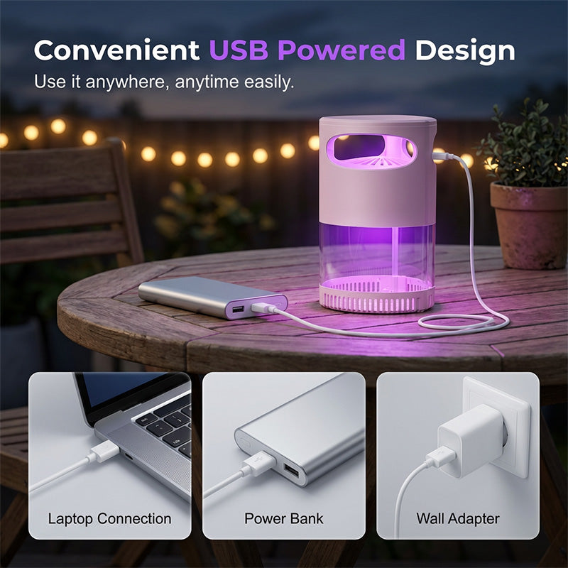 Lampe anti-moustiques UV – silencieuse, USB, sans produits chimiques