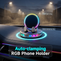 Support de téléphone de voiture RGB à serrage automatique et recharge sans fil | Conduite sûre à une main