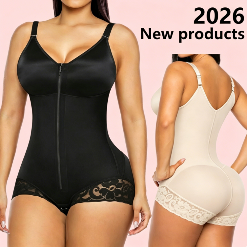 Body gainant zippé pour femme – Compression à 360°, bretelles réglables, effet sablier