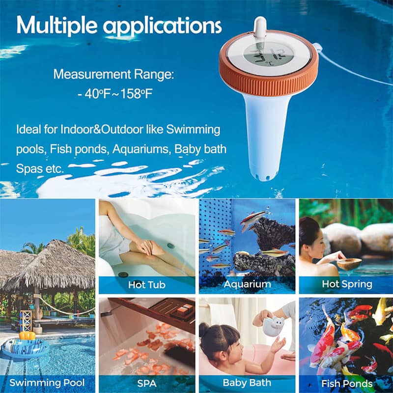 Thermomètre numérique Thermomètre de piscine sans fil flottant Facile à lire