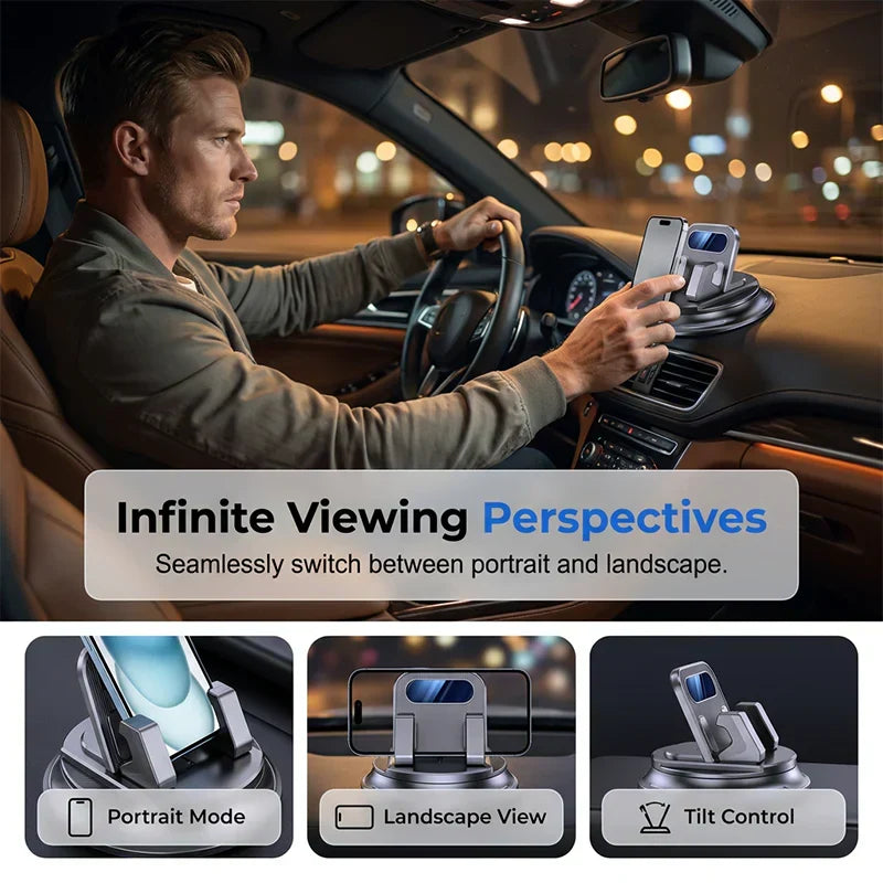 Support téléphone voiture 360° – Fixation ventouse ultra-robuste, compatible avec tous les téléphones