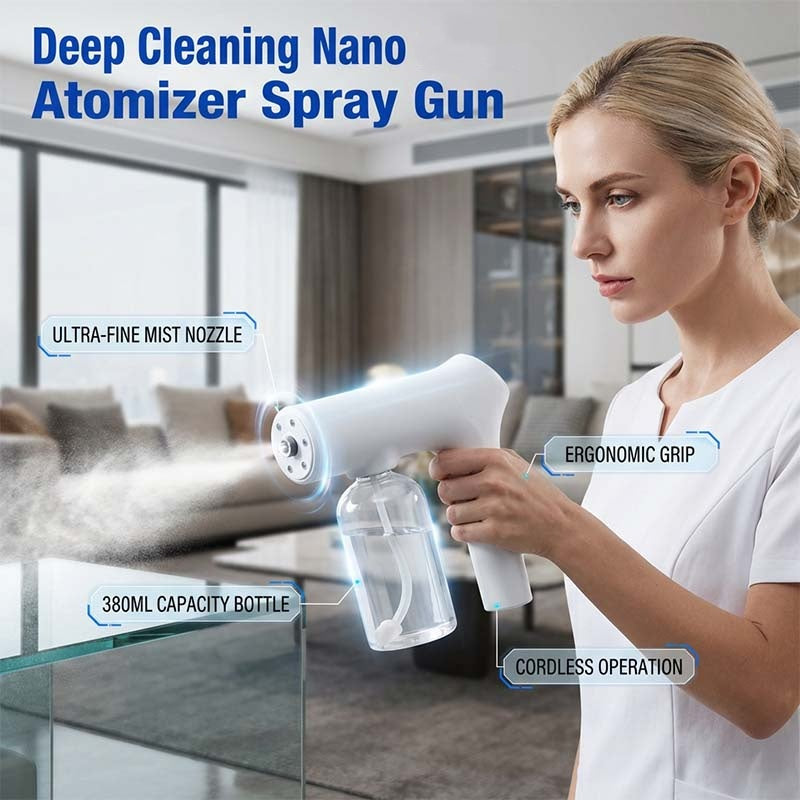 Atomiseur nano sans fil – Désinfection sans contact, lumière bleue – Pour la maison, le bureau et la voiture