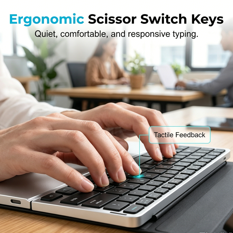 Clavier pliable ultra-plat avec pavé tactile et support intégrés