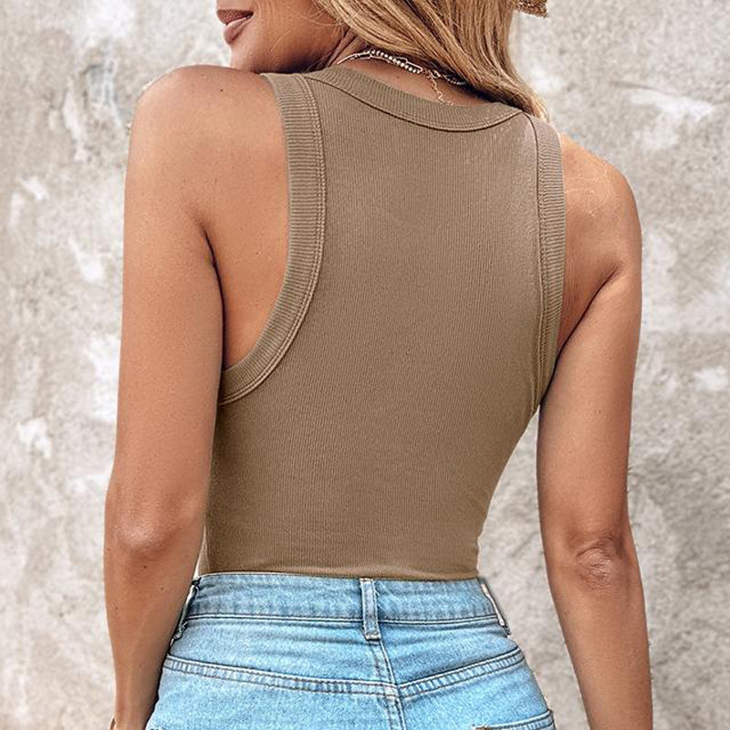 Débardeur côtelé extensible avec brassière intégrée