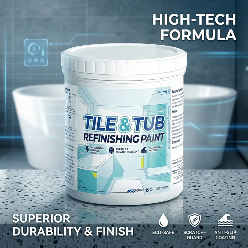 Kit de peinture pour rénovation carrelage et baignoire 2026 – Imperméable, finition antidérapante. Couvre les taches et les fissures. Facile à appliquer soi-même, aucun professionnel nécessaire.
