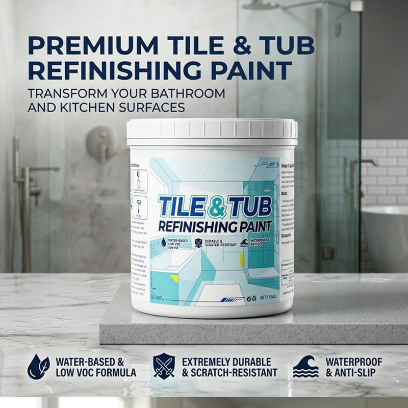 Kit de peinture pour rénovation carrelage et baignoire 2026 – Imperméable, finition antidérapante. Couvre les taches et les fissures. Facile à appliquer soi-même, aucun professionnel nécessaire.