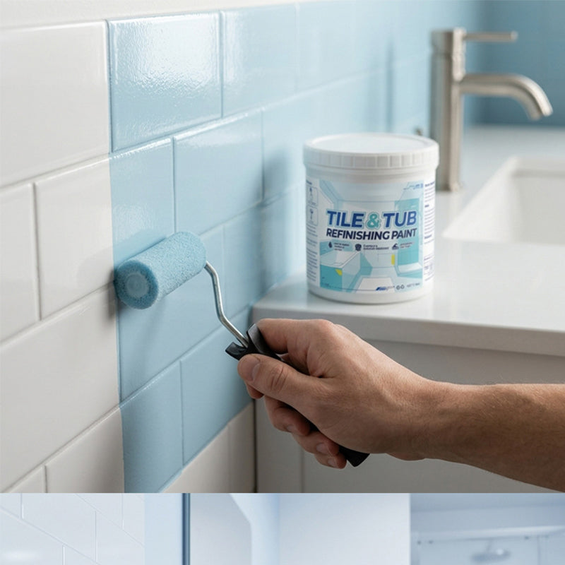 Kit de peinture pour rénovation carrelage et baignoire 2026 – Imperméable, finition antidérapante. Couvre les taches et les fissures. Facile à appliquer soi-même, aucun professionnel nécessaire.