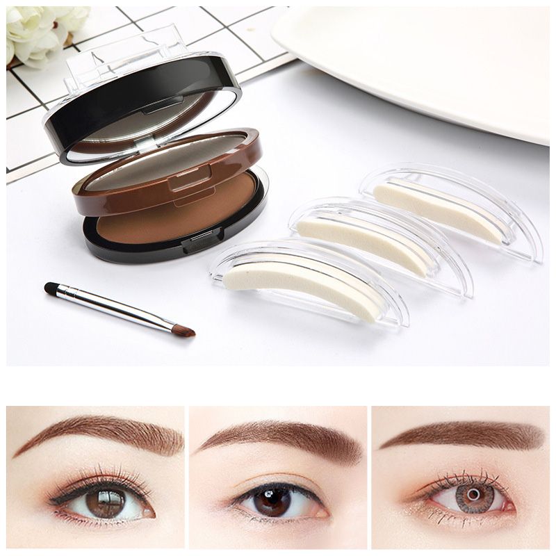 Tampon à sourcils ajustable instantané avec poudre à sourcils bicolore